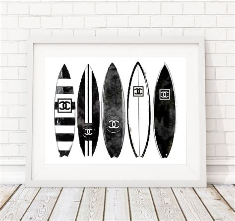 chanel surfboard art|Chanel surfboard print.